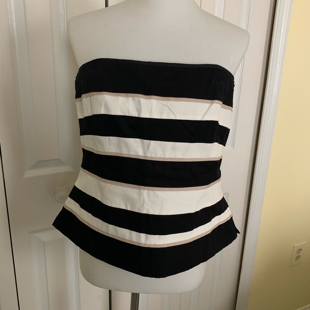 WHBM strapless top black/white/tan sz 12